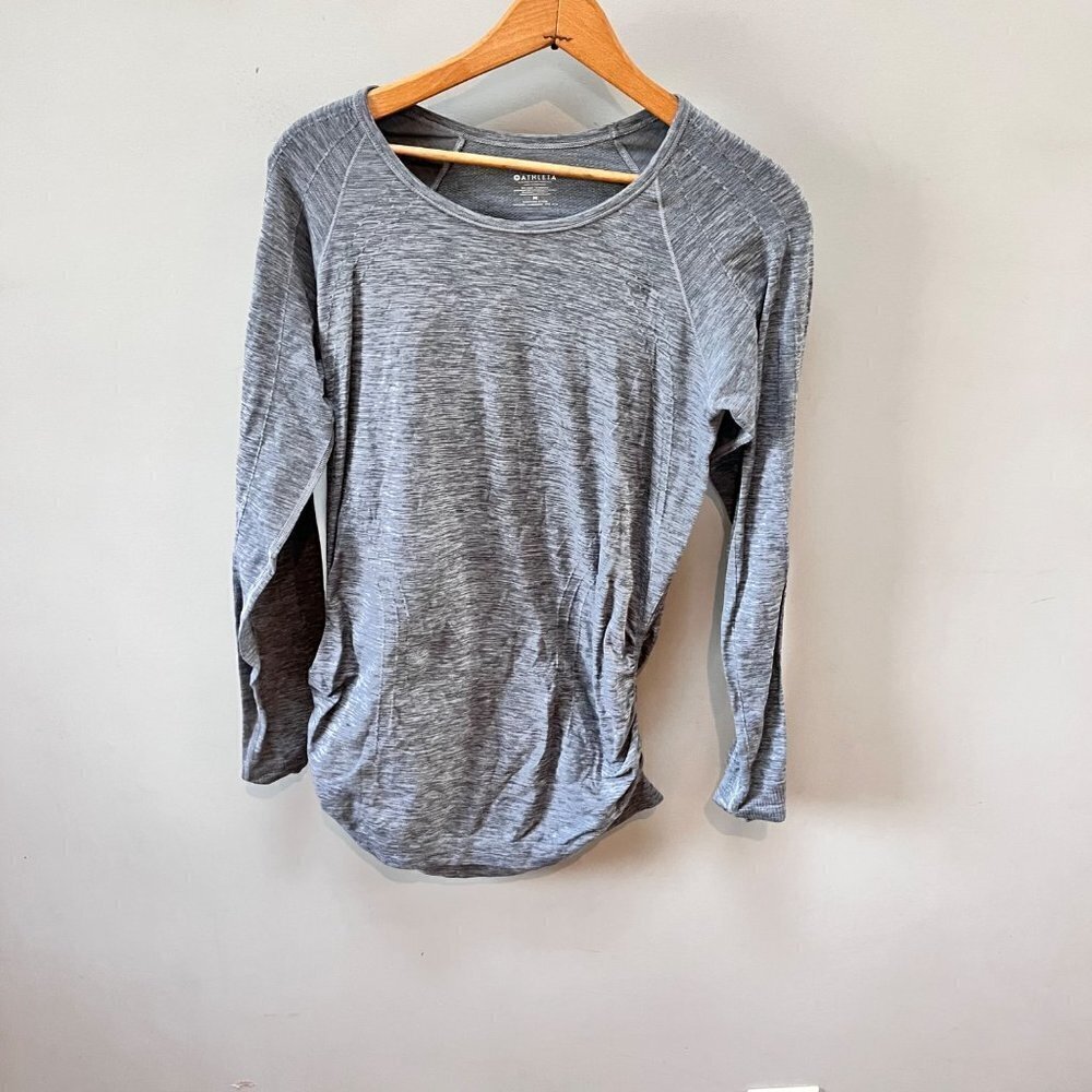 Athleta Speedlight Heathered Grey Long Sleeve Cinch‎ Ruched Shirt - Size M